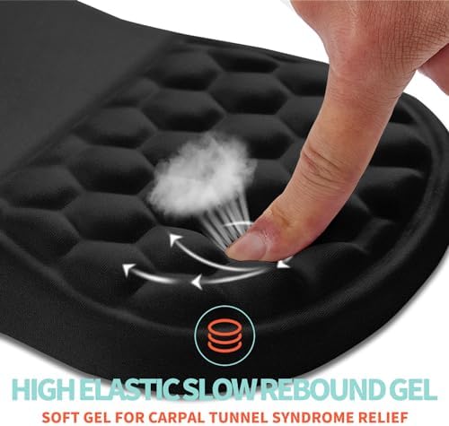 Ergonomic Mouse Pad Wrist Support with Memory Foam Massage Bulge, Carpal Tunnel Pain Relief Mousepad Wrist Rest for Mouse(12x8 inch, Black)