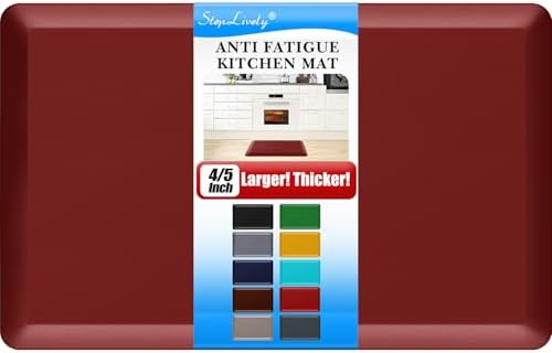 4/5 Inch Thick Kitchen Mat - Cushioned Anti Fatigue Mats for Kitchen Floor - Easy to Clean, Waterproof, Non-Slip Kitchen Rug for Sink, Office, Kitchen (20''x32'' Red)
