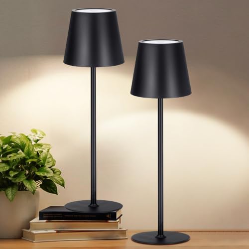 Retisee 2 Pack Cordless Table Lamp Portable Rechargeable Lamp, Black