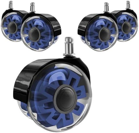 Hirate 3 inch Office Furniture Casters 7/16 inch Stem Dual Rubber Wheel