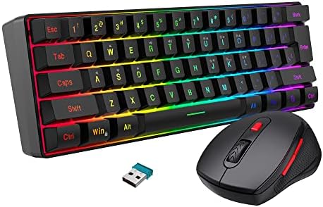 Snpurdiri 60% Wireless Gaming Keyboard and Mouse Combo, Include 2.4G Small Mini 60% Merchanical Feel Keyboard, Ergonomic Design Vertical Feel Wireless Mouse
