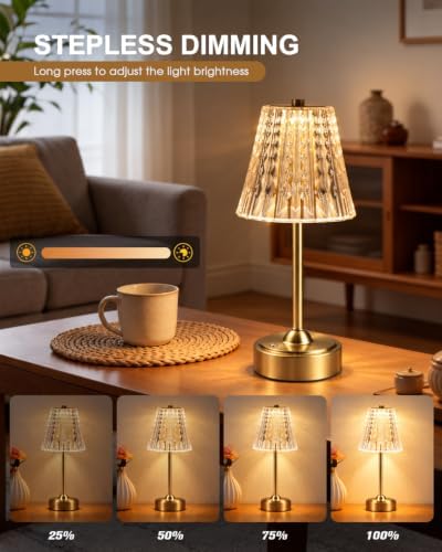 Nusogon Cordless Touch Table Lamp, Premium Rechargeable LED Small Desk Lamp