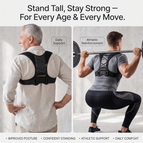 Back Posture Corrector for Adults – Adjustable Upper Back Brace for Women & Men, Breathable Shoulder Straightener & Spine Support, Helps Relieve Neck, Shoulder & Upper Back Discomfort – Discreet Under Clothes, Suitable for Office, Work & Daily Wear