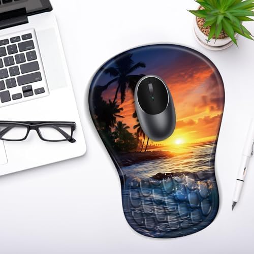 YIWEI Ergonomic Mouse Pad with Wrist Rest for Carpal Tunnel Pain Relief