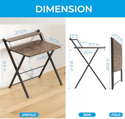 GreenForest Folding Desk No Assembly, Sturdy Computer Desk for Small Spaces