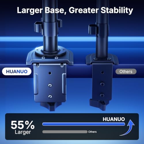 HUANUO Six Monitor Mount for 13–27 Inch Screens, Hex Monitor Stand with 33.8″ Taller Height Range, Fully Adjustable Heavy Duty Articulating Computer Stand, Holds up to 22 lbs, VESA 75x75/100x100mm