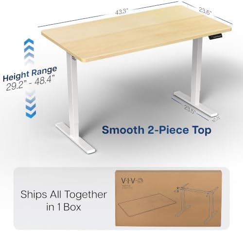 VIVO Light Wood 43 x 24 in Standing Desk, DESK-1W4C