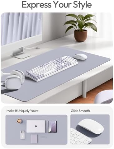 YSAGi Leather Desk Pad Protector, Office Desk Mat, Large Mouse Pad, Non-Slip PU Leather Desk Blotter, Laptop Desk Pad, Waterproof Desk Writing Pad for Office and Home (Soft Lavender, 31.5" x 15.8")