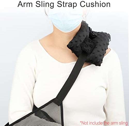 Neck Pad Strap Cushion Pillow for Arm Sling Comfort Shoulder Support Pad Rotator Cuff Replacemet Surgery Elbow Brace Carry Padded Cover Broken Wrist Hand Injury Cast, Minky Dot Black