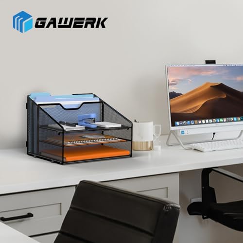 GAWERK Desk File Organizer Paper Letter Tray File Holder Office Rack, Black