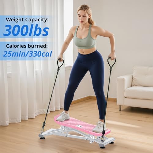 RYGEO Balance Board with Resistance Bands, Versatile Rocking Stepper, Wobble Board Featuring LCD Monitor, 330 lbs High-Capacity Ski Twister Trainer for Full Body Exercise at Home