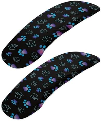 Paw Print Office Chair Protector - Stretchy Soft Armrest Covers, Decorative for Desk & Computer Chair, Black and Blue