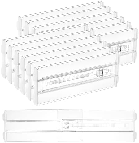 Vtopmart 12 Pack Drawer Dividers for Clothes, 4" High 10.2"-16.5" Adjustable Expandable Dresser Drawer Organizer, Clear Plastic Separators for Dresser, Baby Clothing, Underwear, Cosmetic, Toiletries