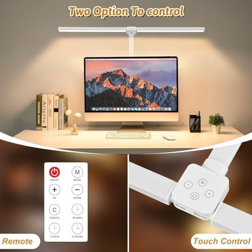 LED Desk Lamp with Clamp and Base, Dual Head Monitor Light