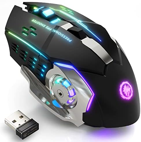 MELOGAGA Wireless Gaming Mouse Bluetooth/2.4G RGB Rechargeable -Black