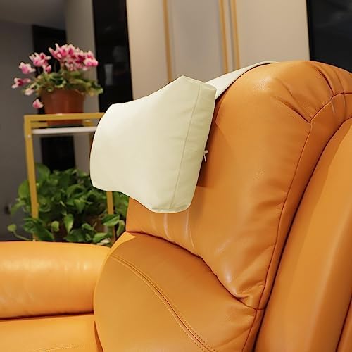 Velvet Recliner Headrest Pillow, Non-Slip Neck Support, Ivory