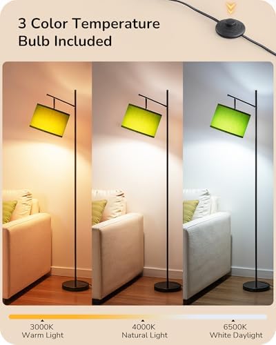 EDISHINE Modern Floor Lamps for Living Room, 64.7" Green Standing Lamp