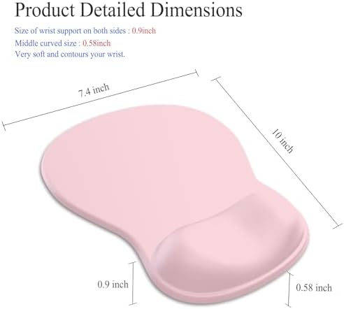 Gel Mouse Pad with Wrist Rest, Ergonomic Concave Wrist Support Mousepad with Non-Slip PU Base & Smooth Surface Comfortable Desk Accessories Mat for Office, Home Gaming and Study (11 Pink)