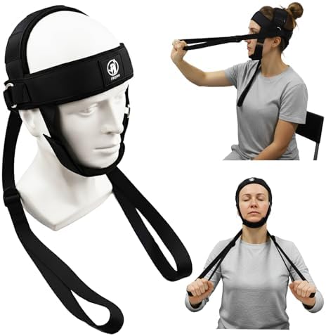 Neck Stretching Training Harness – Adjustable Chin Strap Headgear with Dual D-Rings for Neck Traction, Mobility, and Posture Support
