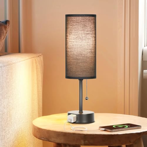 Dott Arts Table Lamp for Bedroom, 3-Color Bedside Lamps with Pull Chain
