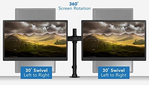 Mount-It! Dual Monitor Desk Stand, C-Clamp & Grommet Base