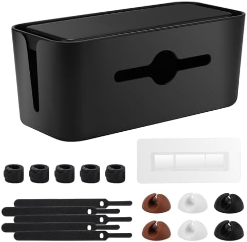 Cable Management Box,Cord Organizer for Home Office Cable Wire Hide,Black