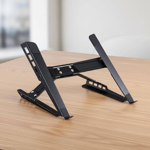 Adjustable Laptop Stand Heat Dissipation Cooling Laptop Stand Desktop Lift Ventilated Notebook Mount for Gaming Enthusiasts, Desk, Gaming, Black