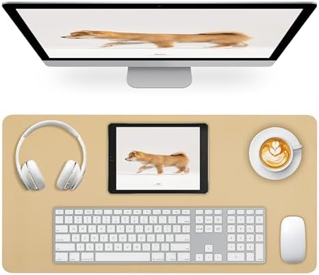 Leather Desk Pad Mat, Latte Desk Mat, 23.6" x 13.7"