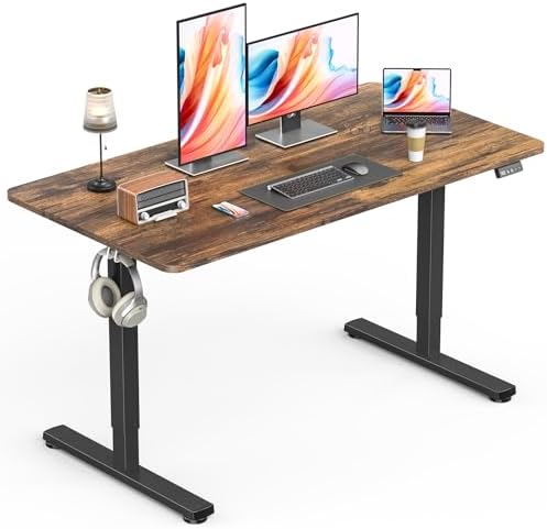 Electric Standing Desk, Gaming Desk, 48 x 24 Inch, Rustic Brown