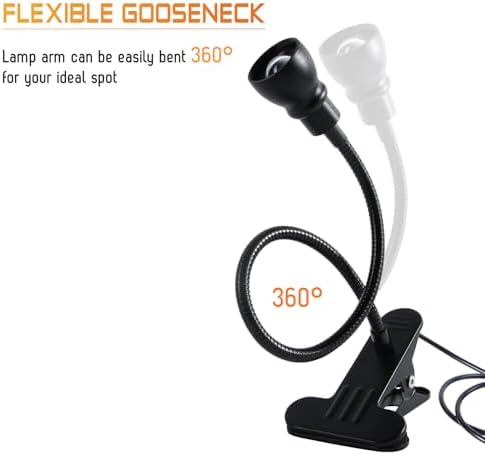 Zoomable Clip on Light, Clamp Reading Light for Dorm Bed Headboard, Dimmable Spotlight with 3 Color Temperature Options, 10 Dimmable Brightness Levels, Adjustable Beam Angle