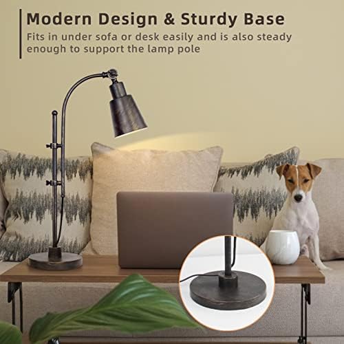 LALISU Industrial Desk Lamp, Adjustable Metal Task Lamp, Black