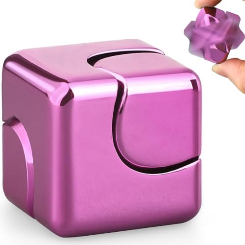 Dilabnba Fidget Spinner Cube Toys for Kids Adults, Metal EDC Sensory Focus 2 in 1 Toy, Mini Gadget Finger Toy Stress Relief Easter Stuff Desktop for Boy Girl Woman (Pink)