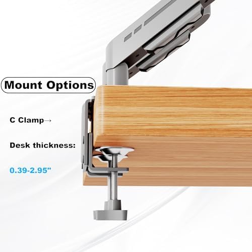 THEARK Dual Monitor Stand for Desk - Dual Monitor Mount for 17-32 Inch Screens,Height Adjustable Dual Monitor Arm Desk Mount with Clamp and Grommet Base,75x75/100x100mm VESA Mount,Max 19.8 lbs,Silver
