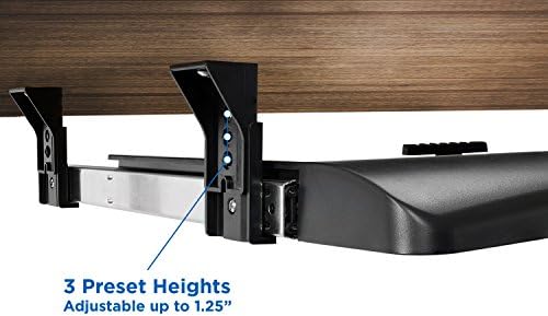 Mount-It! Under Desk Keyboard Tray, Slide-Out Keyboard & Mouse Drawer, 21" W × 11.75" D, Adjustable Height Platform with Left or Right Mouse Tray, Bolt-On Under Desk Keyboard Holder for Home Office