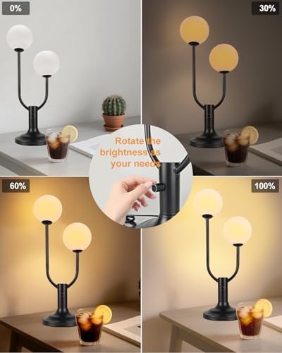 Lightdot Black Globe Table Lamp for Bedroom Gift G9 Bulbs Included Dimmable