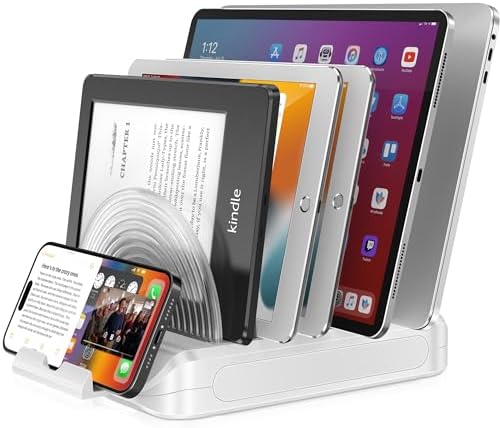 Vertical Laptop Stand Holder & Desk Organizer Rack - Adjustable Dock for MacBook, iPad, Phone (6-in-1 Multi Device Storage System with 360° Rotation)