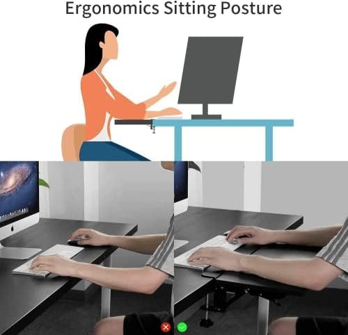 Computer Desk Extender 29.5" x 9.45" Table Arm Elbow Support Collapsible Keyboard Tray for Square Tabletop - Carbon Fiber