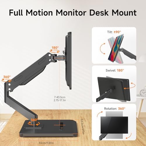 Pholiten Adjustable Monitor Arm with Base for 17-32" Screen