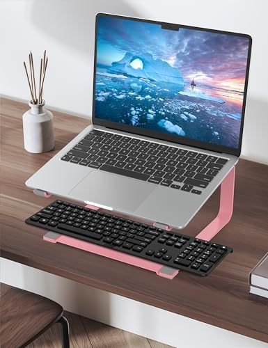 SOUNDANCE Laptop Stand for Desk, Metal Riser, Fits 12-17.3 Inch,Pink