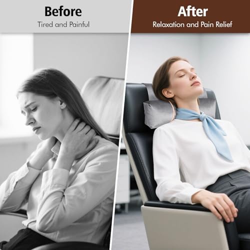 WdFour Velvet Neck & Head Pillow for Recliner Chair, Small Ergonomic Cervical Support Pillow for Home, Office and Travel, Non-Slip Cushion for Tension Relief & Shoulder Comfort (Light Gray)
