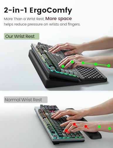 Vaydeer Extra-Large Wrist Rest with Keyboard Stand, Ergonomic Wrist Support Pad, Soft Memory Foam Wrist Cushion for Mechanical 100% Full-Size Keyboard, Carpal Tunnel Pain Relief, Black