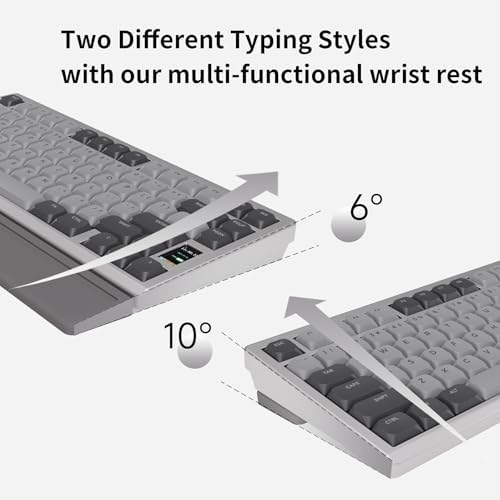 OOCTPK Mechanical Keyboard, Chilkey ND75 LP Wireless Gaming Keyboard with LCD Screen, Bluetooth 5.3/2.4G/USB-C, Hot Swappable Per-Key RGB Custom, Thin Front, Wrist Rest, Full-Aluminum, PC/Mac Support