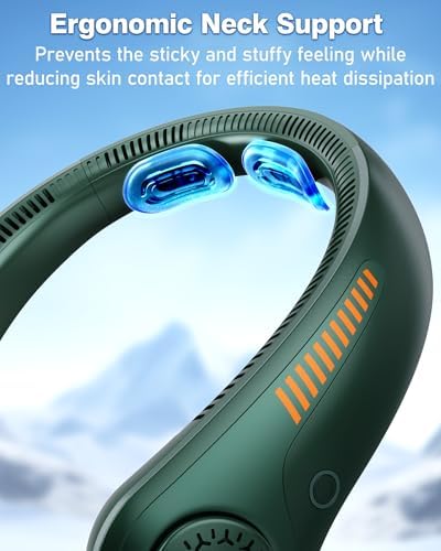 Portable Neck Fan - Rechargeable Personal Fan with Neck Support, 5000mAh, 5-Speed Quiet, Lightweight Long Lasting Bladeless Fan, Wearable Cooling Fan for Hot Flashes, Travel, Gifts for Men Women