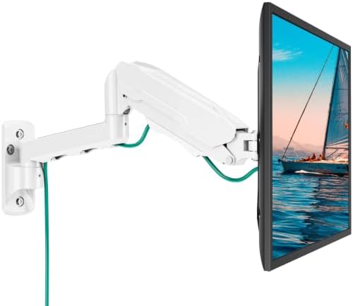 MOUNT PRO Single Monitor Wall Mount for 13 to 32 Inch Computer Screens, Height Adjustable Wall Mount Monitor Arm Holds Up to 19.8lbs, Full Motion Wall Bracket, VESA Mount 75x75, 100x100, White