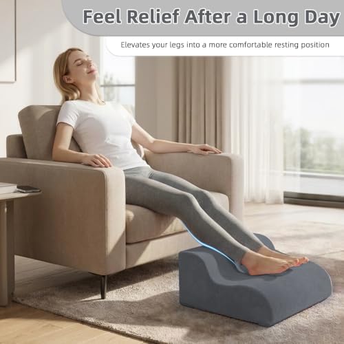 Foot Rest for Under Desk at Work,2-Tier Footrest with Handle Grey