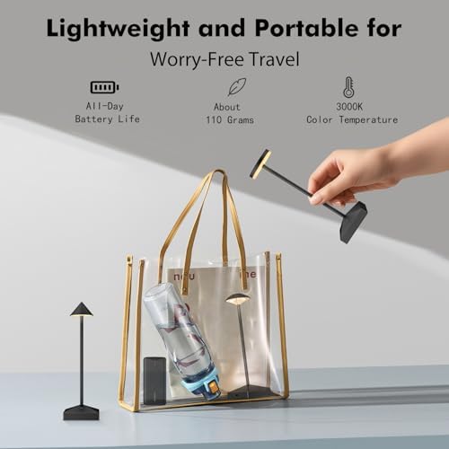 3 Pack Small Gold Rechargeable Cordless Table Lamps Dimmable