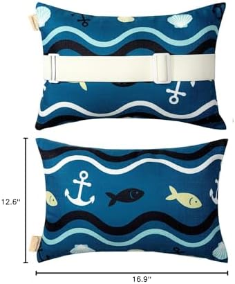 Outdoor Neck Pillow for Recliner,Patio Chaise Lounge Waterproof Headrest Pillow with Adjustable Elastic Stripe,Small Pillows Attachment for Office Chair,Car Seat Head or Lumbar, Navy Blue 2Pack