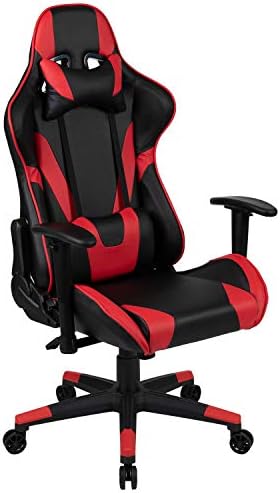 Flash Furniture LeatherSoft Swivel Adjustable Gaming Chair, Red