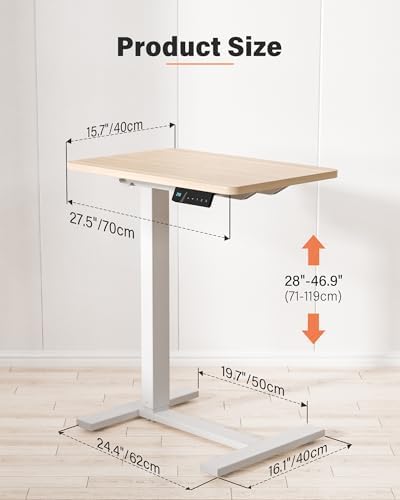 FiCiHi 28 Inch Small Electric Standing Desk, Adjustable Mobile Laptop Desk