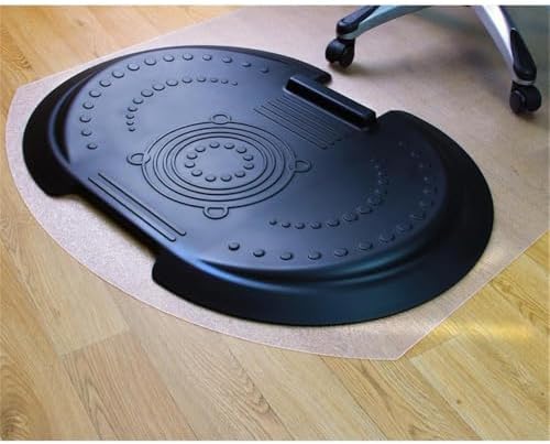Pemberly Row Modern Plastic Black Anti-Fatigue Mat and Chair Mat Set, Polycarbonate Construction, Massage Pods, Ergonomic Design, for Hard Floors Sit-to-Stand Desk Comfort